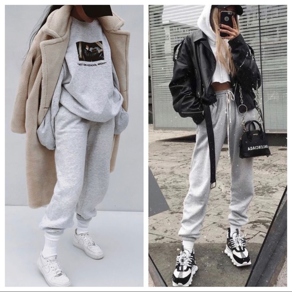 Heather Grey side pocket Sweatpants/Joggers - Picture 2 of 4